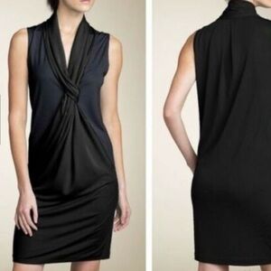 Diane Von Furstenberg Dress Mini Twist Front Navy Black Sz 6 Mod Minimal Capsule
